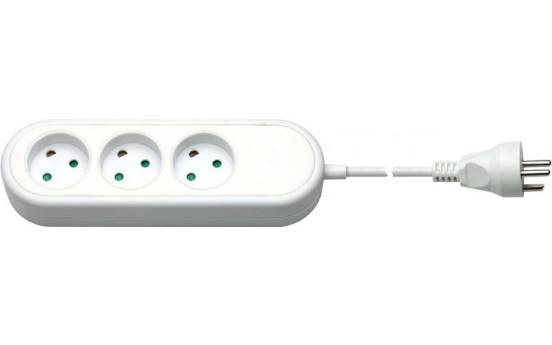 Mercodan 3-stikdåse med jord, hvid 1,5m