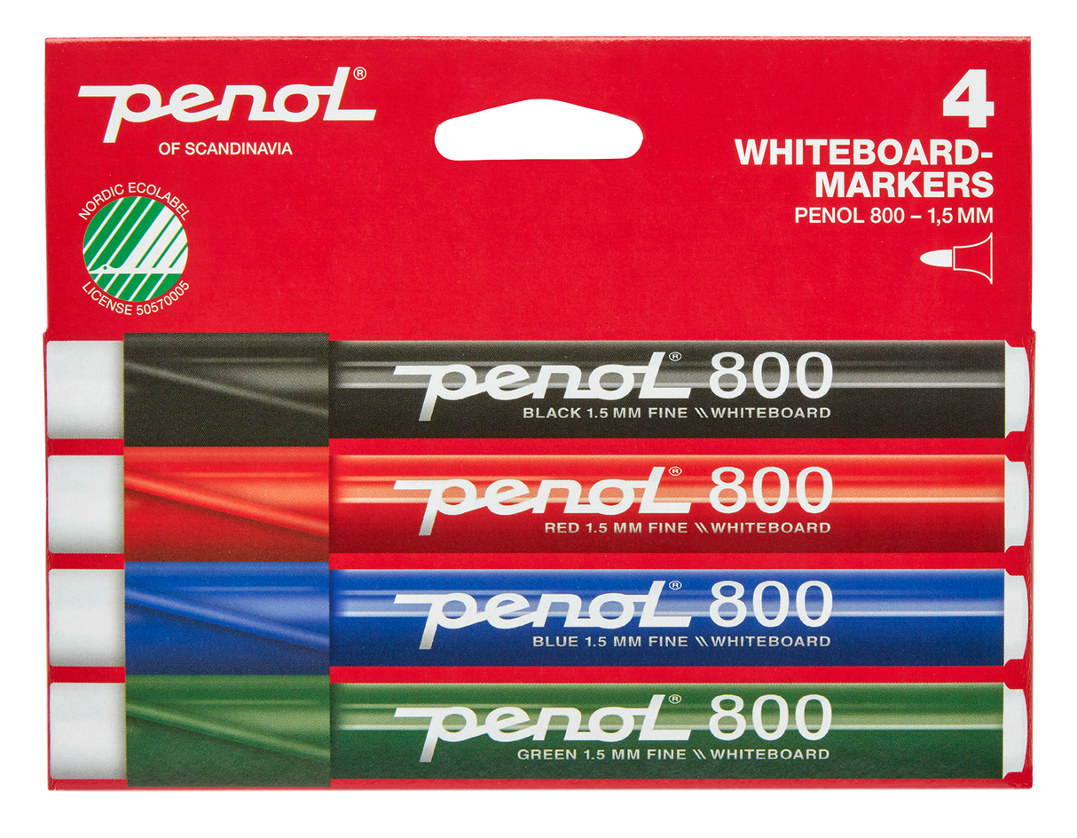 Penol 800 Whiteboard Marker - 4 farver