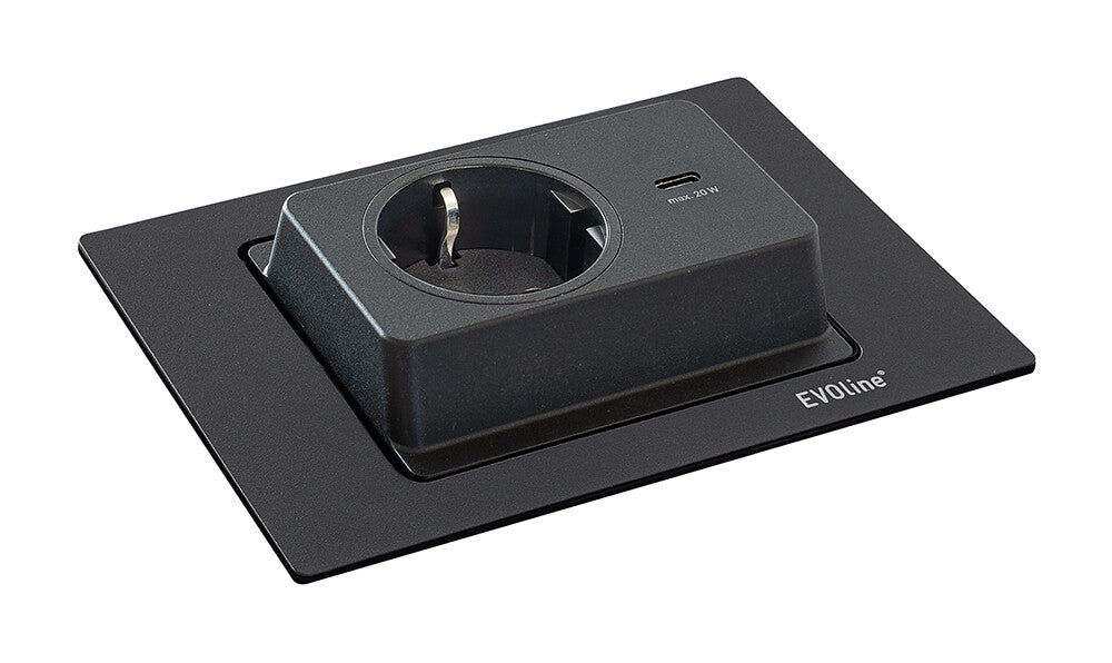 EVOline Spin black, VDE + USB c