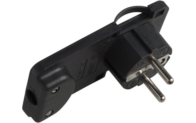 Mercodan Schuko stikprop, Vinklet/flad, sort