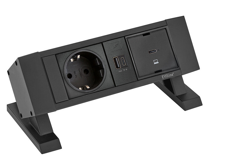 EVOline DockSquare 1X VDE + USB A/C + Replicator, 0,5 gst 18