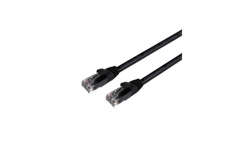 Mercodan UltraFlex Patchkabel KAT6 UTP, 1,0m, Sort, LSZH Halogenfri, AWG26, kobber, FLUKE testet networking cable Black 1 m Cat6 U/UTP (UTP)