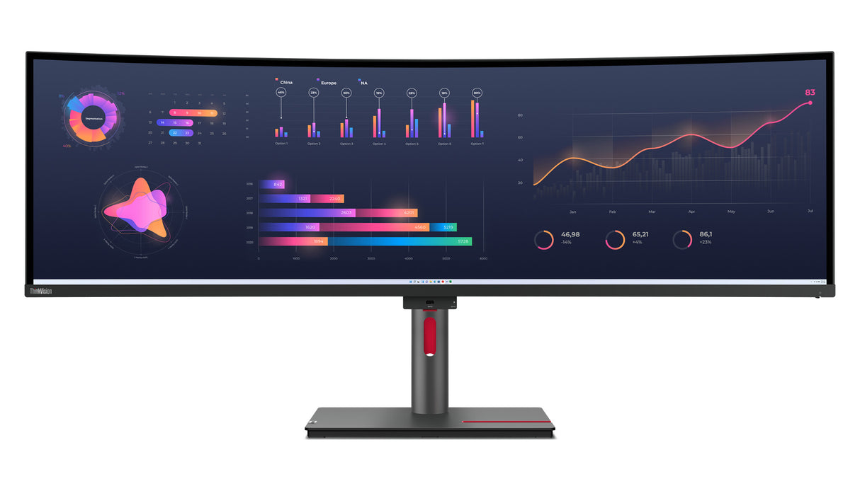 Lenovo ThinkVision P49w-30 LED display 124.5 cm (49") 5120 x 1440 pixels DQHD Black