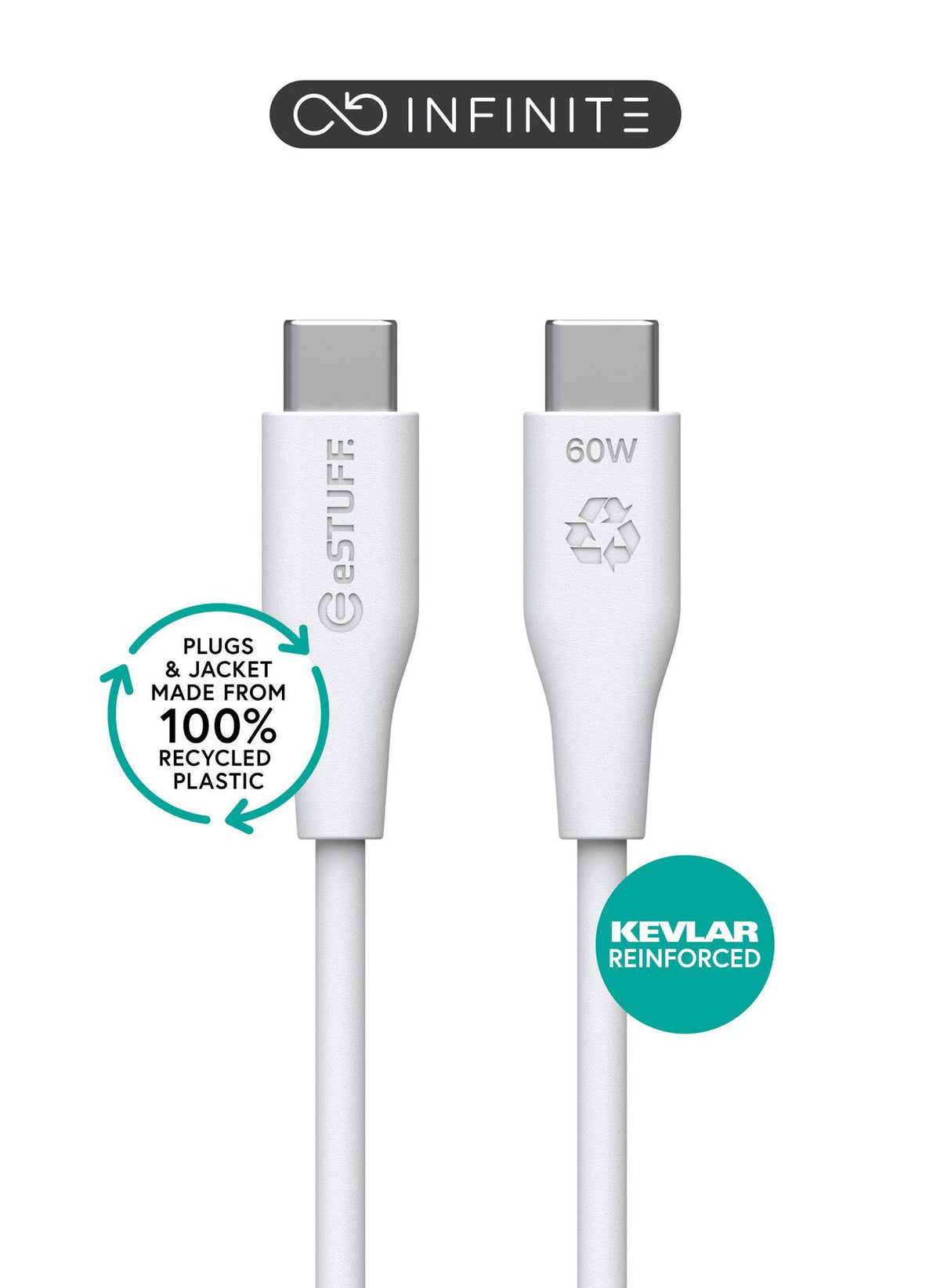 eSTUFF ES604170-BULK USB cable USB 2.0 1 m USB C 60 W White
