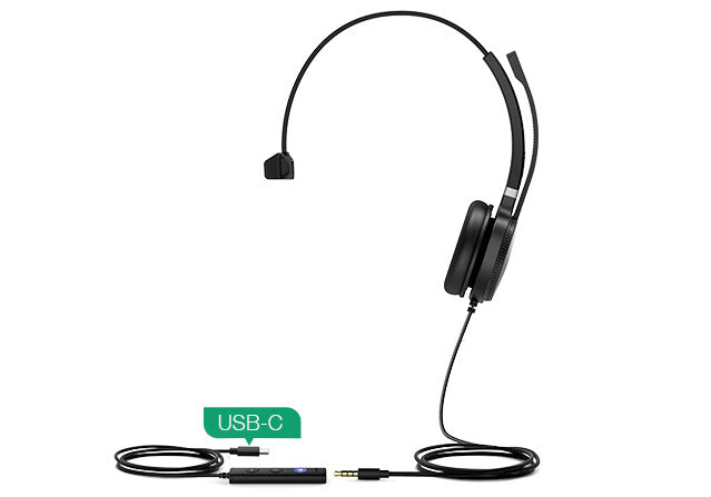 Yealink UH36 Headset Wired Head-band Calls/Music USB Type-C Black, Silver