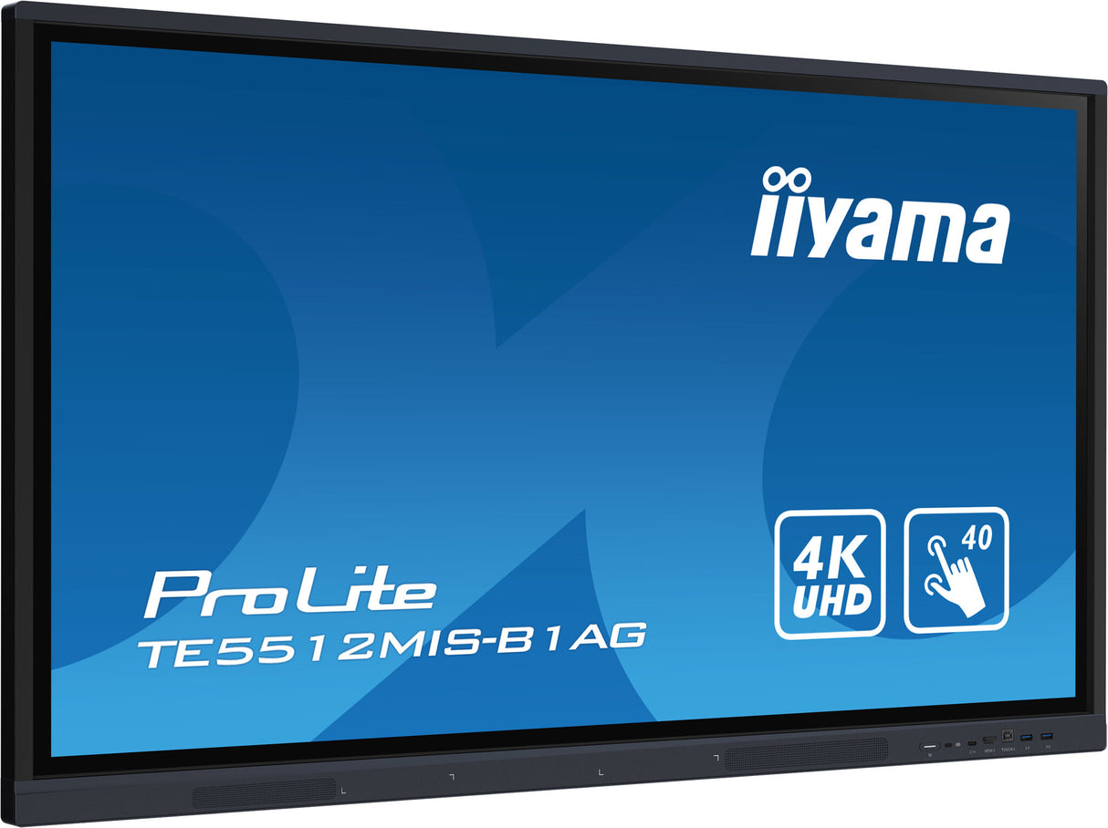 iiyama TE5512MIS-B1AG Signage Display Digital signage flat panel 139.7 cm (55") LED Wi-Fi 400 cd/m² 4K Ultra HD Black Touchscreen Built-in processor Android 11 16/7