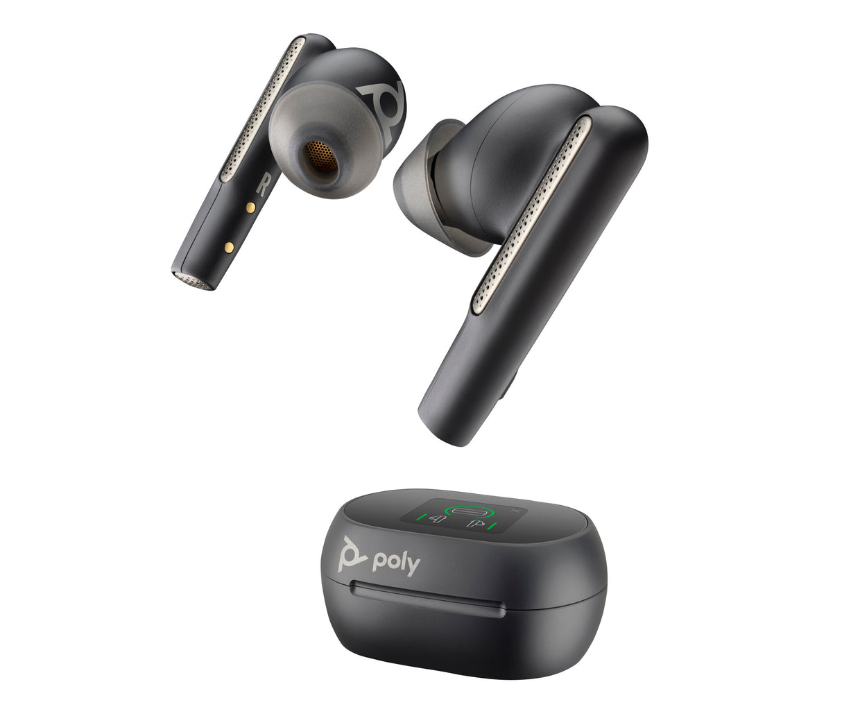 Poly Voyager Free 60+ UC M Carbon Black Earbuds +BT700 USB-C Adapter +Touchscreen Charge Case