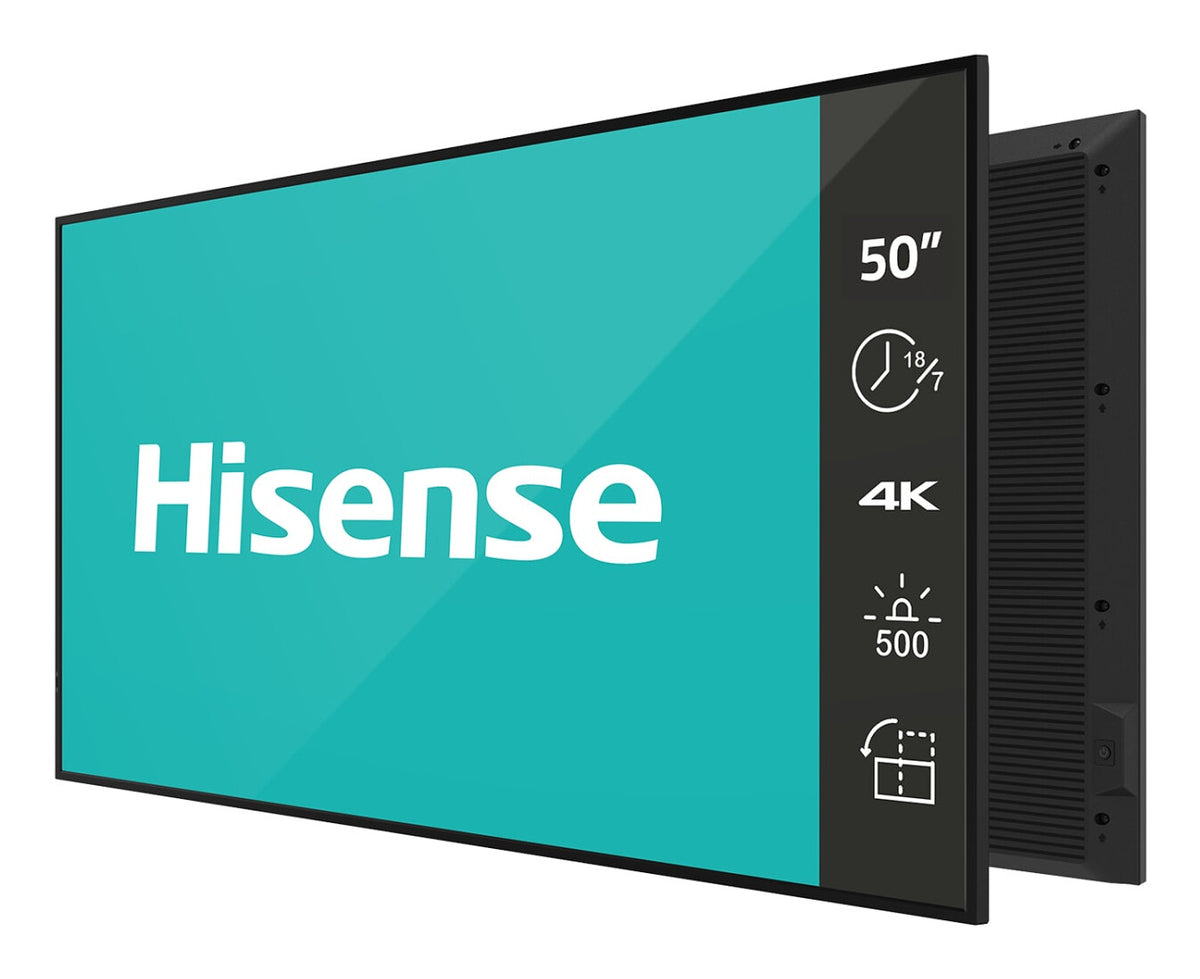 Hisense 50DM66E Signage Display Digital signage flat panel 127 cm (50") LED Wi-Fi 500 cd/m² 4K Ultra HD Black Built-in processor Android 11 24/7