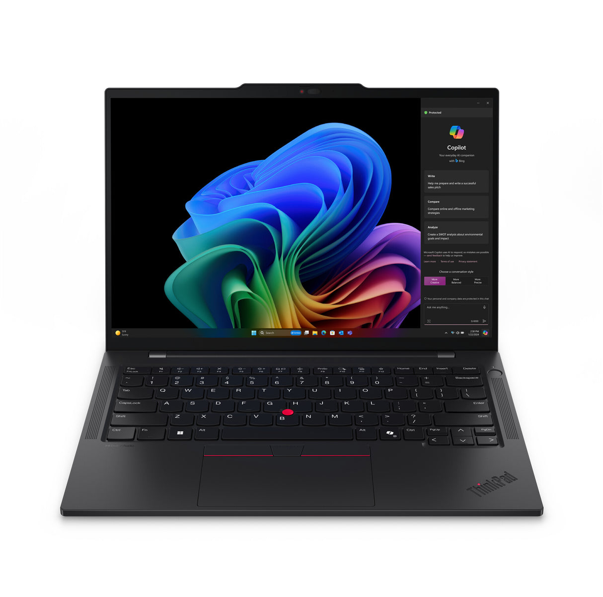 Lenovo ThinkPad T14s Gen 6 (Snapdragon) Copilot+ PC Qualcomm Snapdragon X1E-78-100 Laptop 35.6 cm (14") WUXGA 32 GB LPDDR5x-SDRAM 1 TB SSD Wi-Fi 7 (802.11be) Windows 11 Pro Nordic Black