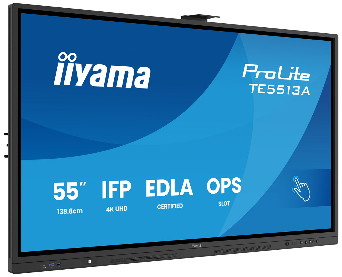 iiyama TE5513A-B3AG Signage Display Interactive flat panel 138.7 cm (54.6") LCD Wi-Fi 500 cd/m² 4K Ultra HD Black Touchscreen Built-in processor Android 24/7