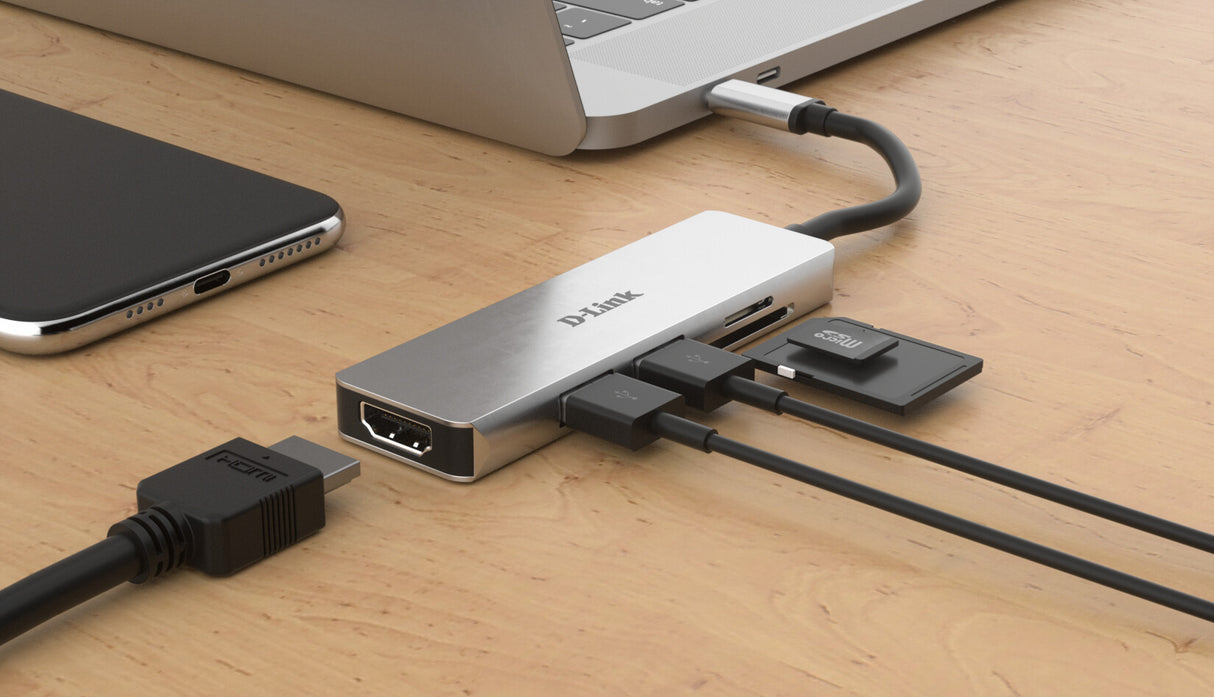 D-Link 5 in 1 USB-C hub with HDMI ad and SD