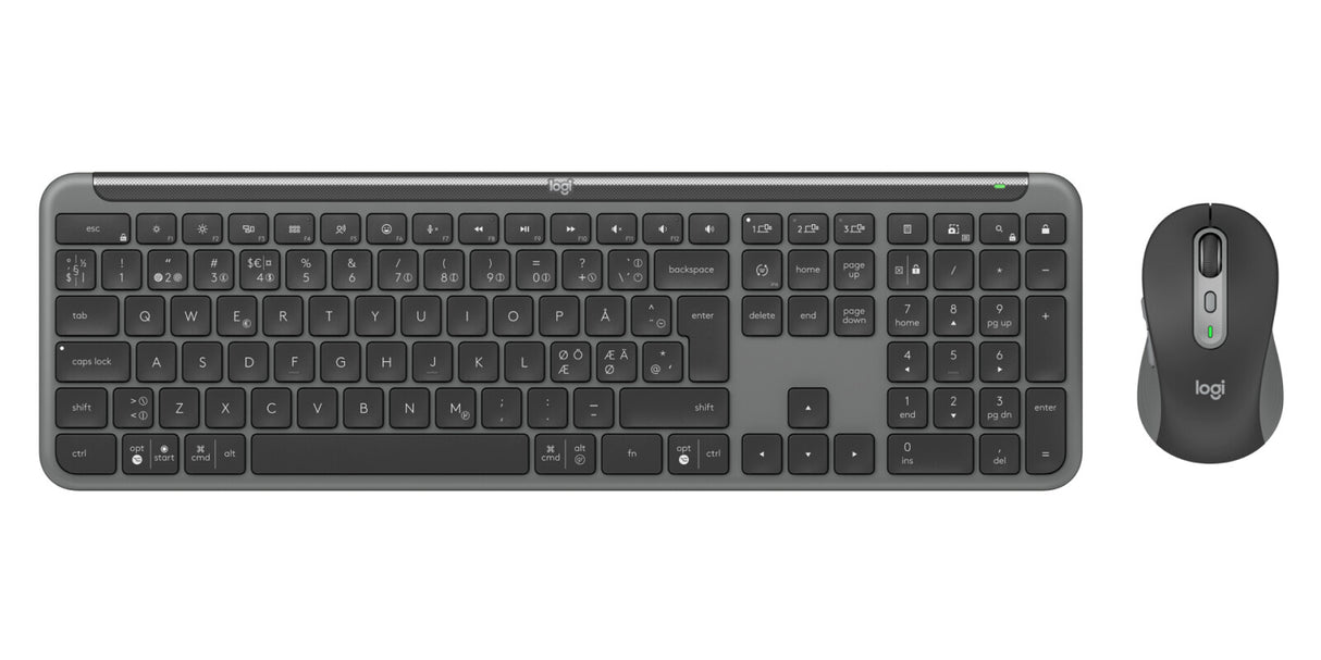 Logitech MK950 keyboard Mouse included Office RF Wireless + Bluetooth QWERTY Nordic Graphite