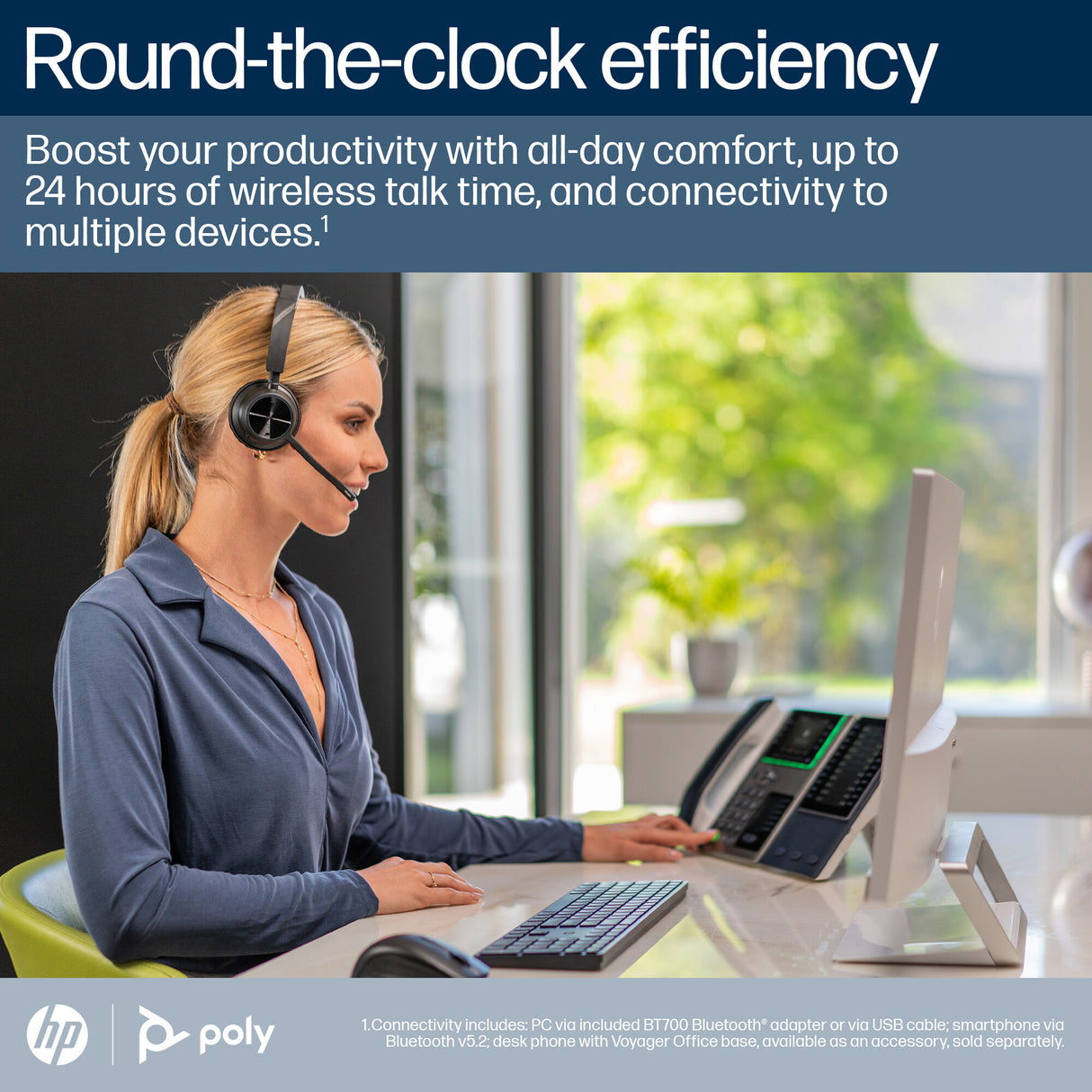 HP Poly Voyager 4310-M Microsoft Teams Certified USB-C Headset +BT700 dongle +Charging Stand