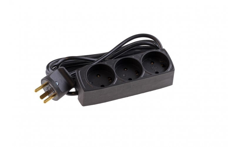 Mercodan 3-stikdåse med jord, sort 1,5m