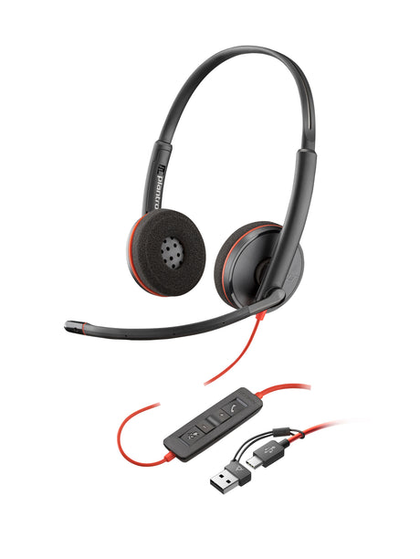 HP Poly Blackwire 3220 Stereo USB-C Headset +USB-C/A Adapter (Bulk)