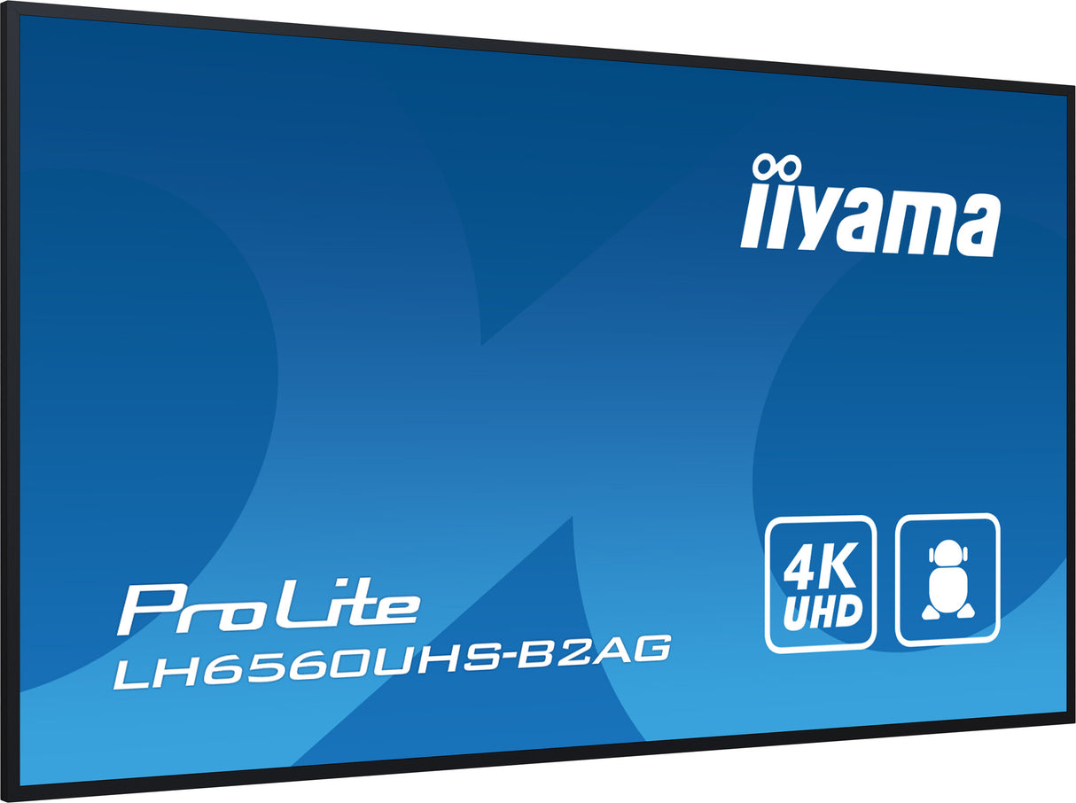 iiyama LH6560UHS-B2AG Signage Display Digital A-board 163.8 cm (64.5") LED Wi-Fi 500 cd/m² 4K Ultra HD Black Built-in processor Android 11 24/7