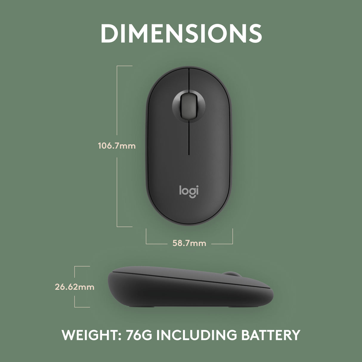Logitech 910-007015 mouse Travel Ambidextrous RF Wireless + Bluetooth Optical 4000 DPI