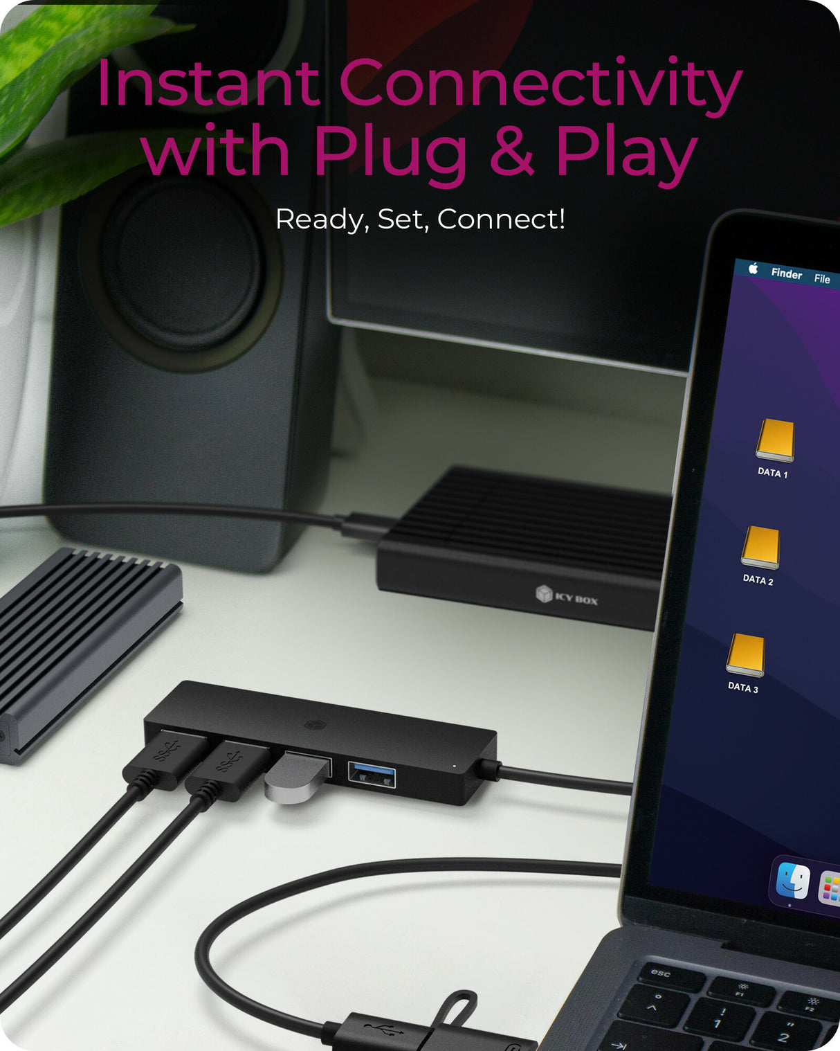 ICY BOX Usb 3.2 Gen 1 (3.1 Gen 1) Type-A + Type-C 5000 Mbit/S Black