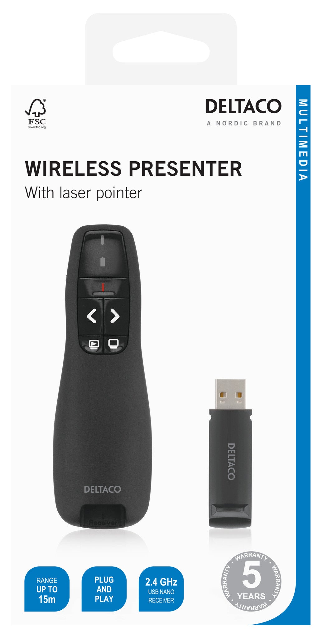 Deltaco WP-001 USB cable Black