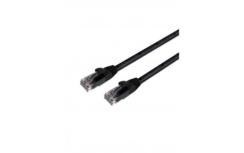 Mercodan UltraFlex Patchkabel KAT6 UTP, 10m, Sort, LSZH Halogenfri, AWG26, kobber, FLUKE testet networking cable Black Cat6 U/UTP (UTP)