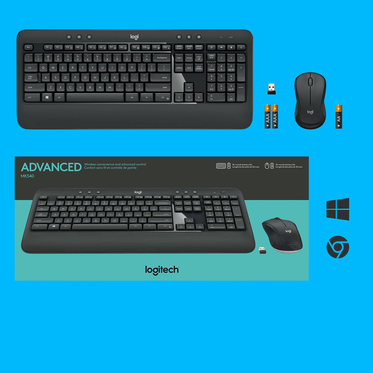 LOGITECH MK540 Advanced Keyboard and mouse set wireless 2.4 GHz QWERTY (UK)