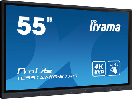 iiyama TE5512MIS-B1AG Signage Display Digital signage flat panel 139.7 cm (55") LED Wi-Fi 400 cd/m² 4K Ultra HD Black Touchscreen Built-in processor Android 11 16/7