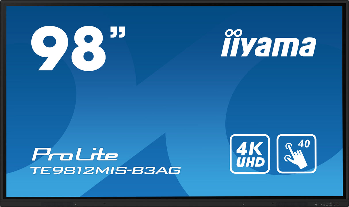 iiyama TE9812MIS-B3AG Signage Display Kiosk design 2.48 m (97.5") LCD Wi-Fi 400 cd/m² 4K Ultra HD Black Touchscreen Built-in processor Android 11 24/7