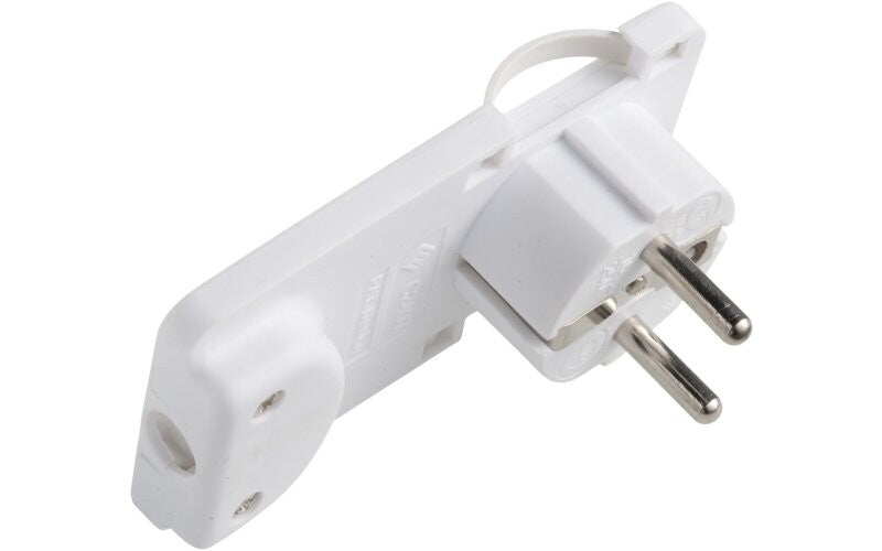 Mercodan Schuko stikprop, Vinklet/flad, hvid
