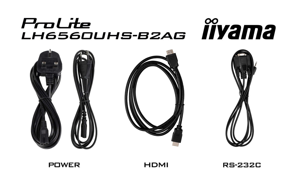 iiyama LH6560UHS-B2AG Signage Display Digital A-board 163.8 cm (64.5") LED Wi-Fi 500 cd/m² 4K Ultra HD Black Built-in processor Android 11 24/7