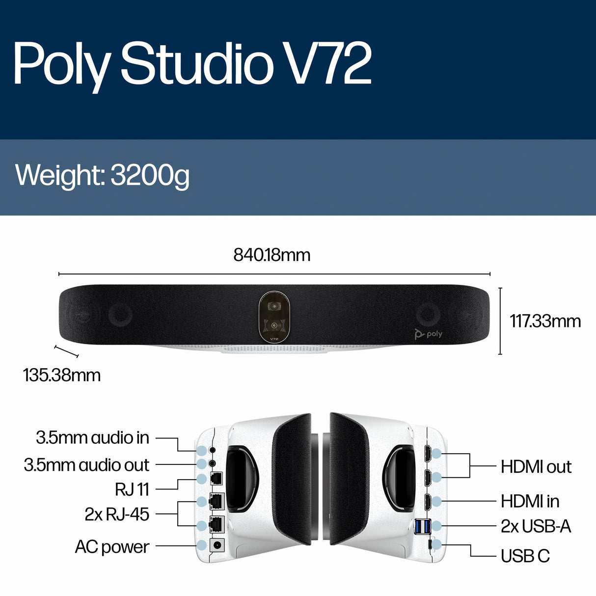 Poly Studio V72 USB Video Bar
