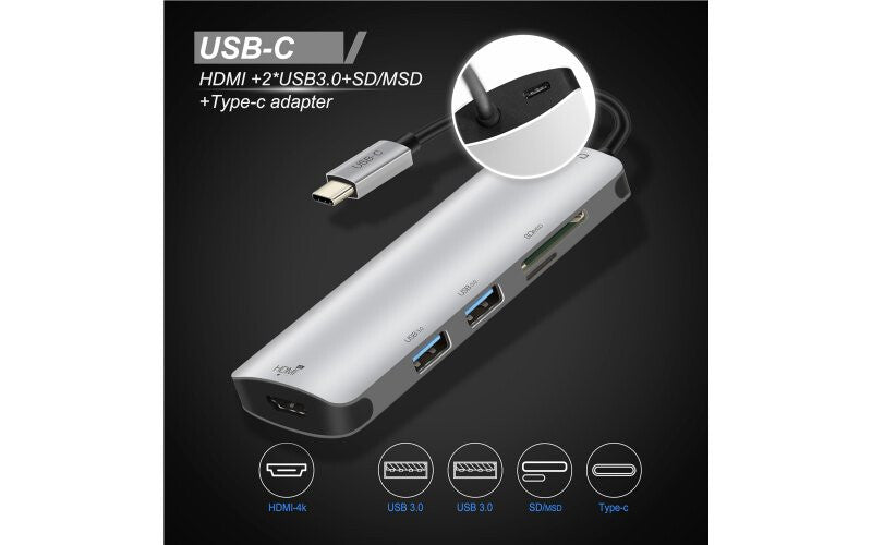 Cabletime 580340110 interface hub USB 3.2 Gen 2 (3.1 Gen 2) Type-C 5000 Mbit/s Silver