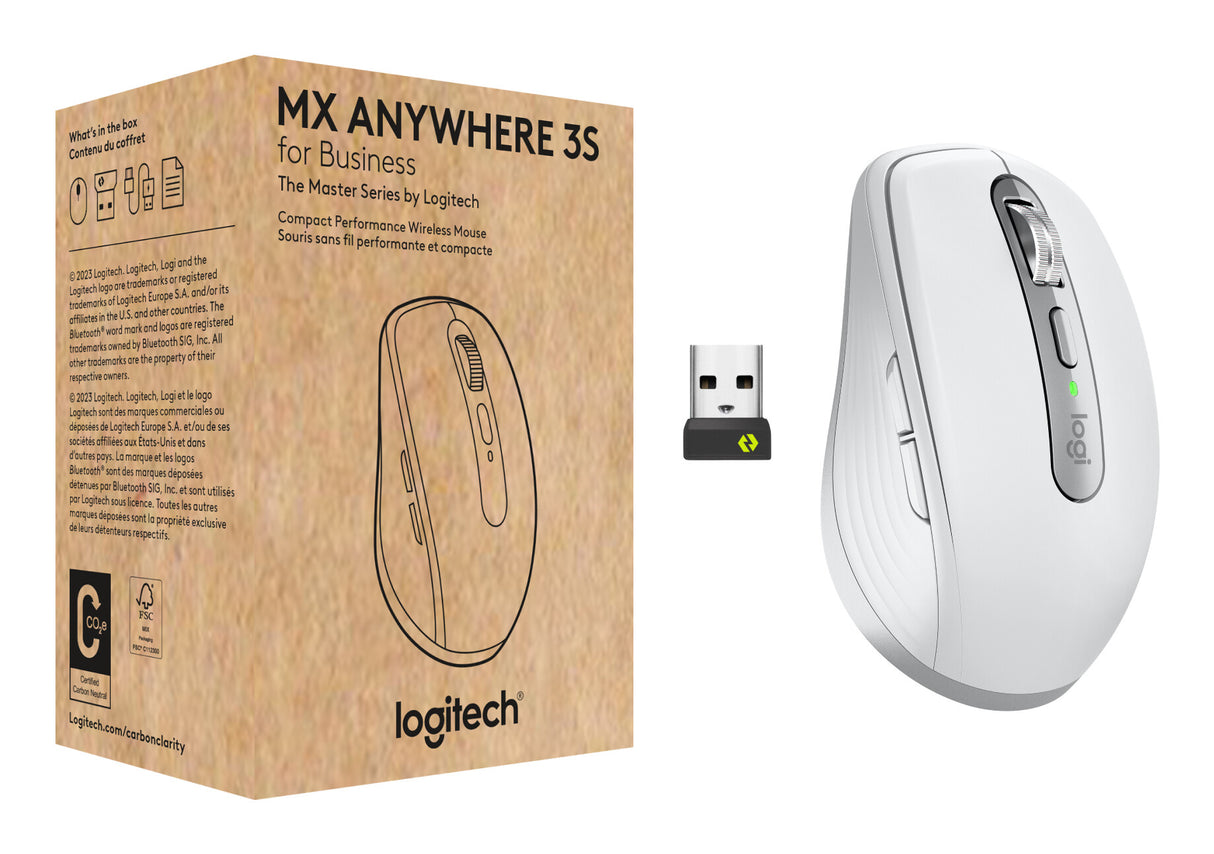 Logitech MX Anywhere 3S for Business mouse Office Right-hand RF Wireless + Bluetooth Laser 8000 DPI