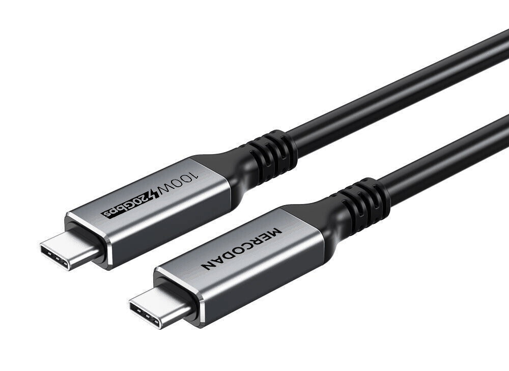 Mercodan USB-C kabel 3,0m, USB 3.2 Gen 2, 20Gbps, 100W PD, 4K@60Hz, TPE kappe, Space Grey USB cable USB 3.2 Gen 2 (3.1 Gen 2) 3 m USB C Black, Grey