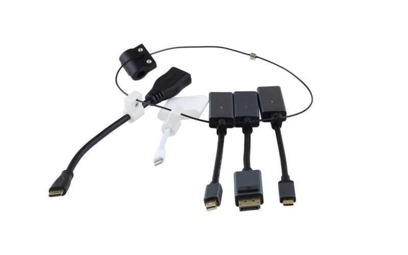 Mercodan PRO 4K HDMI adapter ring, USB-C, Lightning, Mini DP, DP, Mini HDMI 0.1 m HDMI Type A (Standard) DisplayPort + Mini DisplayPort + Mini-HDMI + USB Type-C Charcoal