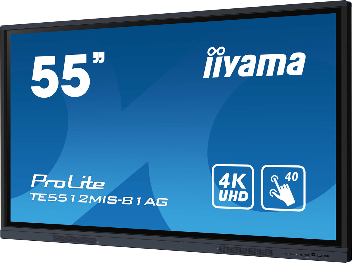 iiyama TE5512MIS-B1AG Signage Display Digital signage flat panel 139.7 cm (55") LED Wi-Fi 400 cd/m² 4K Ultra HD Black Touchscreen Built-in processor Android 11 16/7