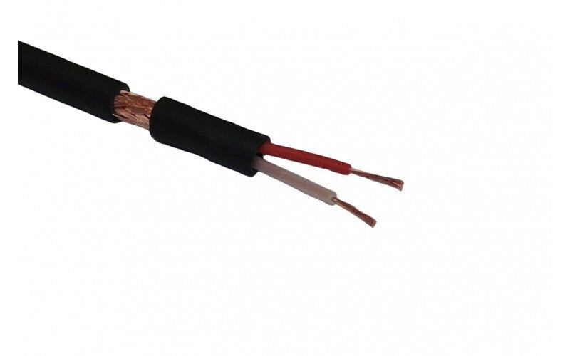 BiTsound Mikrofonkabel 2x0,23, Tynd - sort, OFC,Out dia:4,5mm, skærmet 500m Tromle