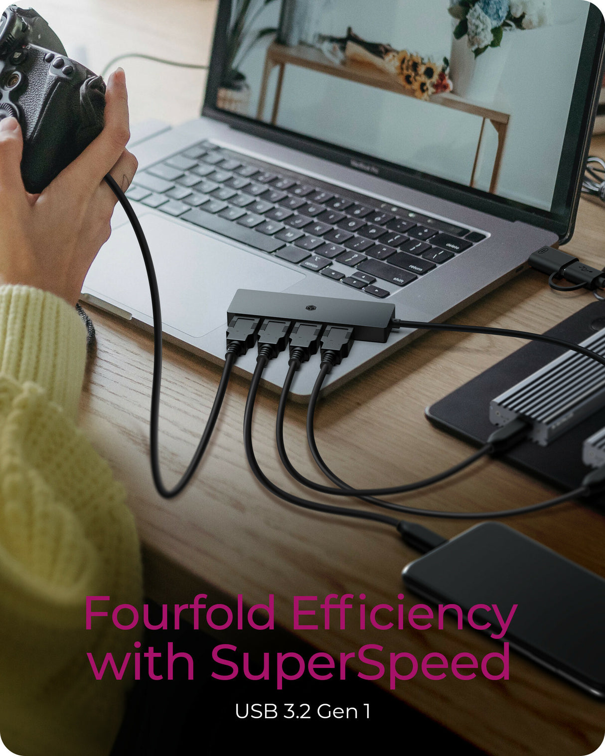 ICY BOX Usb 3.2 Gen 1 (3.1 Gen 1) Type-A + Type-C 5000 Mbit/S Black