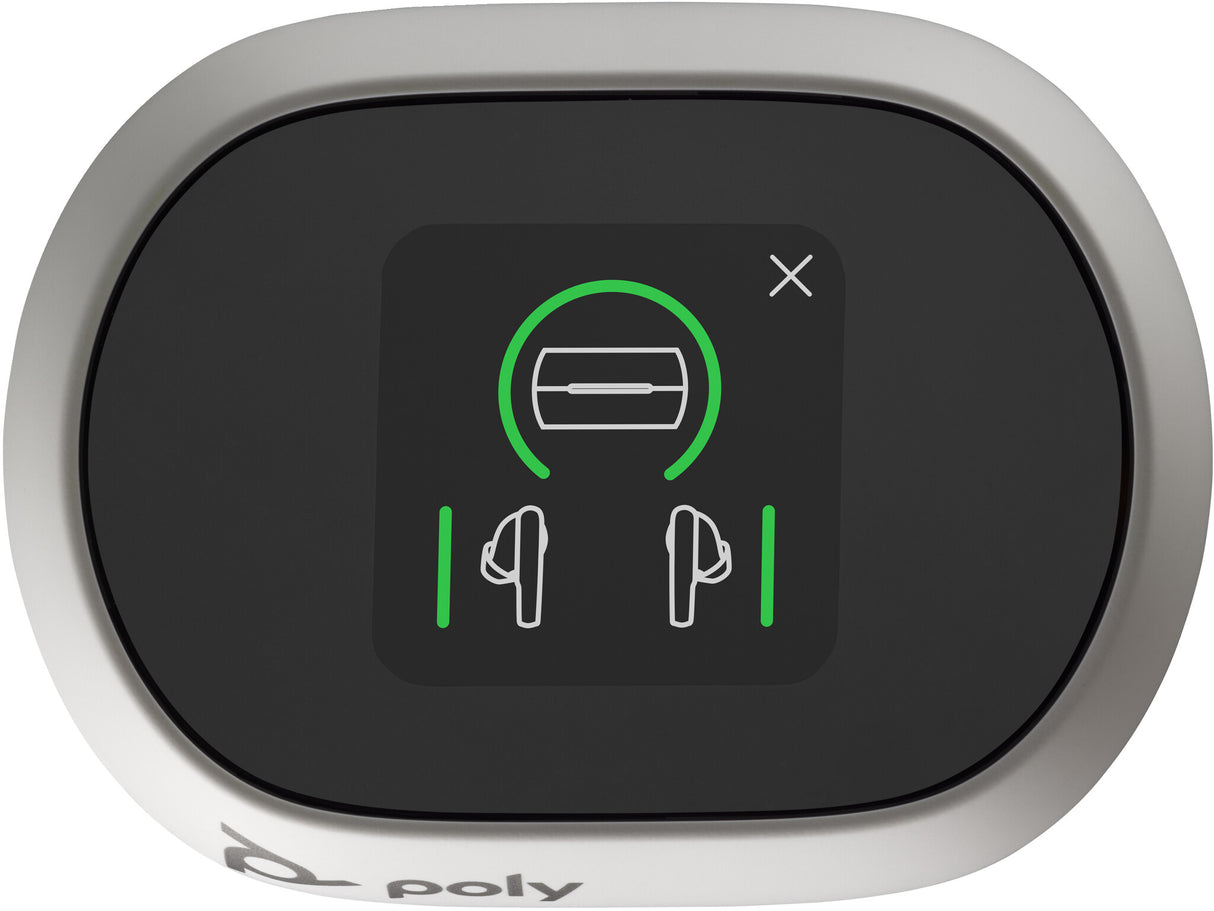 POLY Voyager Free 60+ UC M White Sand Earbuds +BT700 USB-A Adapter +Touchscreen Charge Case