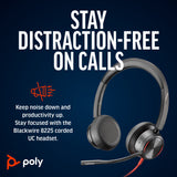 Poly Blackwire 8225 Stereo USB-C Headset +USB-C/A Adapter