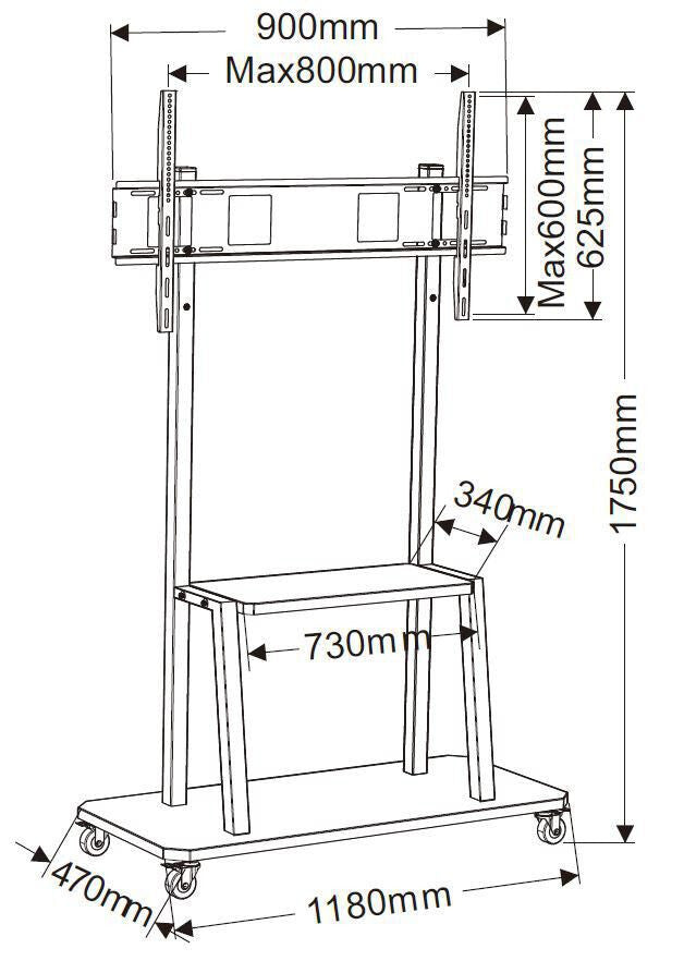 Vivolink VLFS4290 monitor mount / stand 2.54 m (100") Floor Black