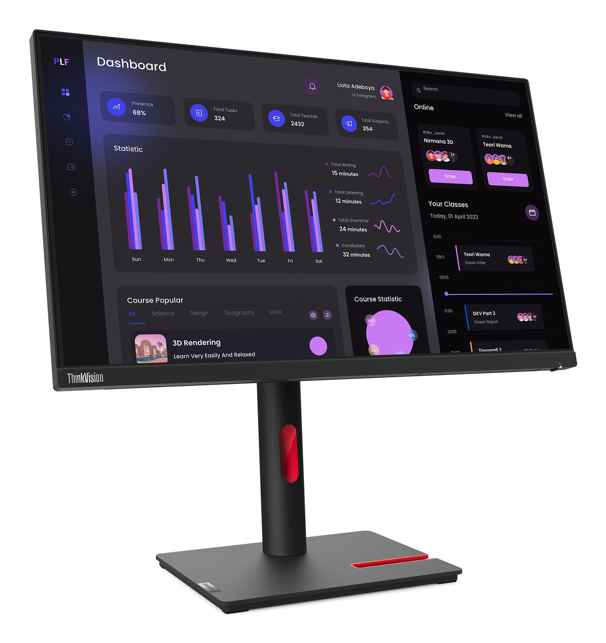 Lenovo ThinkVision T24i-30 LED display 60.5 cm (23.8") 1920 x 1080 pixels Full HD Black