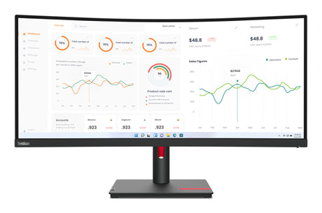 Lenovo ThinkVision T34w-30 LED display 86.4 cm (34") 3440 x 1440 pixels Wide Quad HD Black