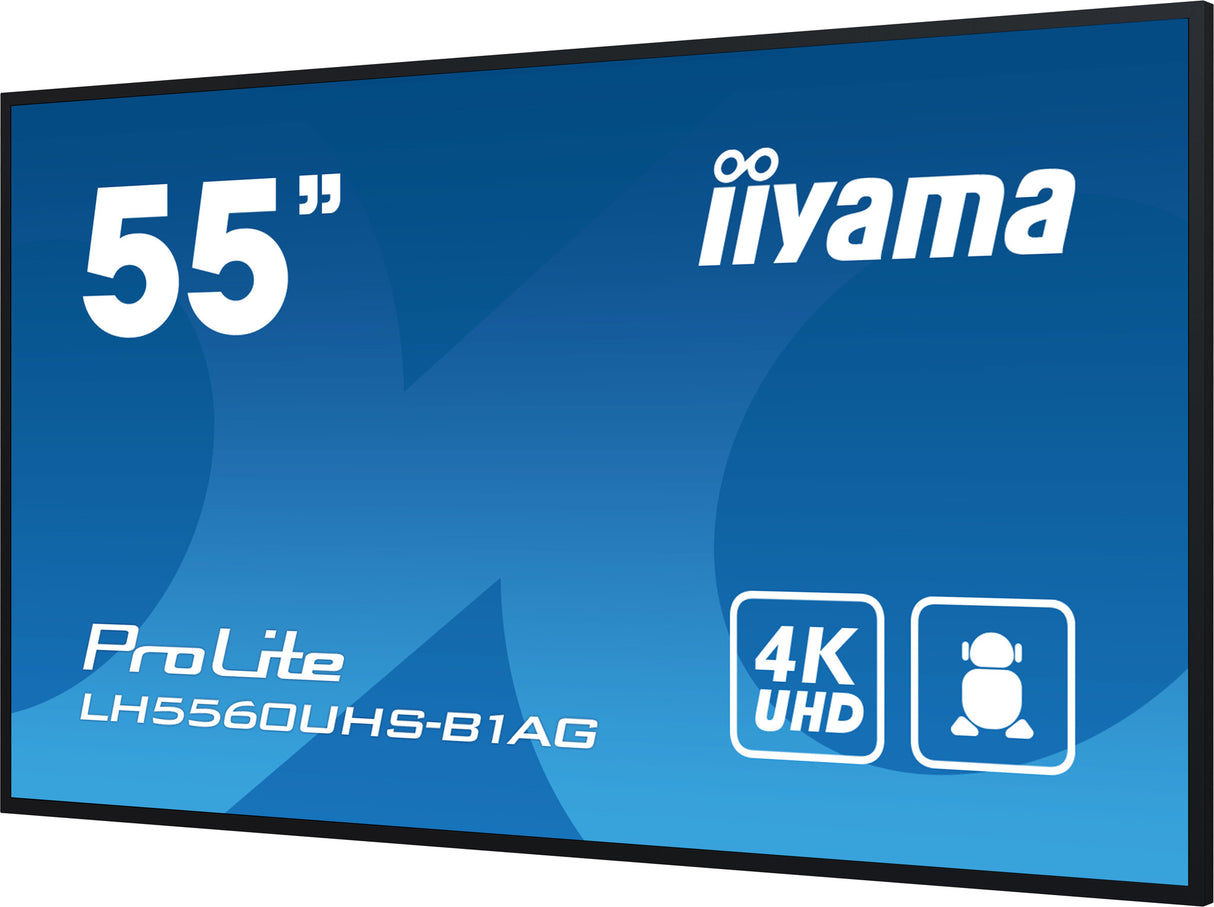 iiyama LH5560UHS-B1AG skilte display Digital A-tavle 139,7 cm (55") LED Wi-Fi 500 cd/m² 4K Ultra HD Sort Indbygget processer Android 11 24/7