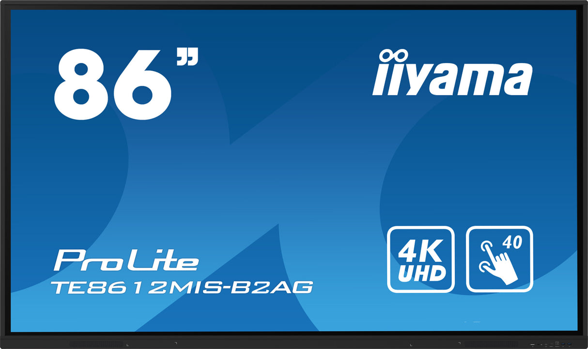 iiyama TE8612MIS-B2AG skilte display Digital A-tavle 2,18 m (86") LED Wi-Fi 400 cd/m² 4K Ultra HD Sort Berøringsskærm Indbygget processer Android 24/7