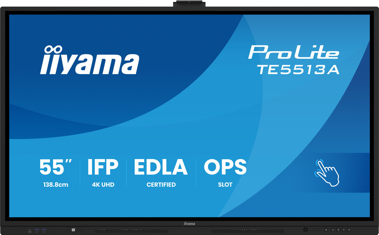 iiyama TE5513A-B2AG Signage Display Interactive flat panel 138.7 cm (54.6") Wi-Fi 500 cd/m² 4K Ultra HD Black Touchscreen Built-in processor Android 24/7