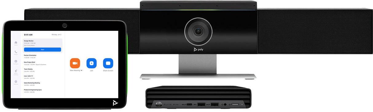 POLY Studio Medium Room Bundle for Zoom Rooms: Studio USB Video Bar and HP PC w/TC10 (ABB)