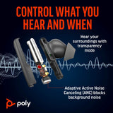 Poly Voyager Free 60+ UC Carbon Black Earbuds +BT700 USB-C Adapter +Touchscreen Charge Case