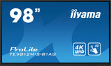 iiyama TE9812MIS-B1AG skilte display Digital A-tavle 2,49 m (98") LED Wi-Fi 400 cd/m² 4K Ultra HD Sort Berøringsskærm Indbygget processer Android 24/7