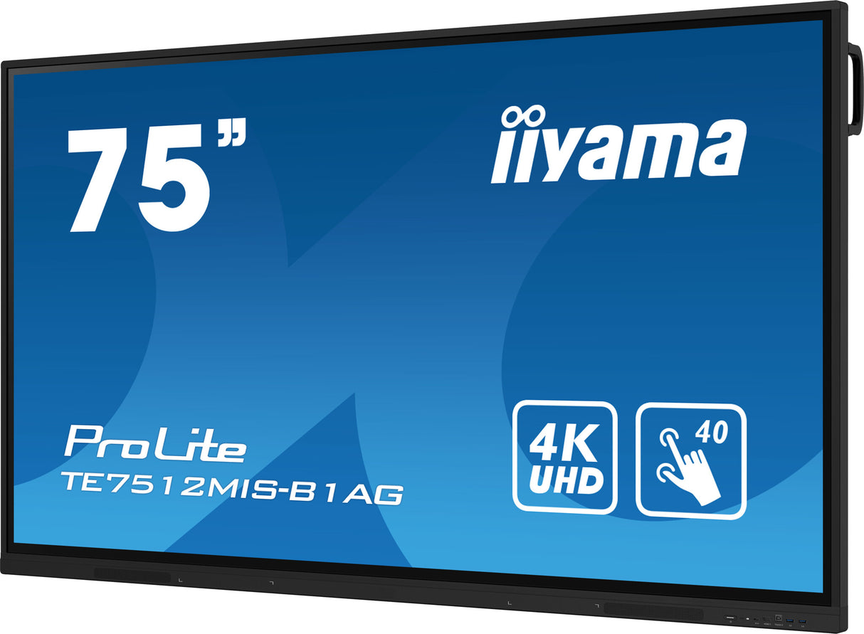 iiyama PROLITE Digital fladpaneldisplay 190,5 cm (75") Wi-Fi 400 cd/m² 4K Ultra HD Sort Berøringsskærm Indbygget processer Android 11 16/7