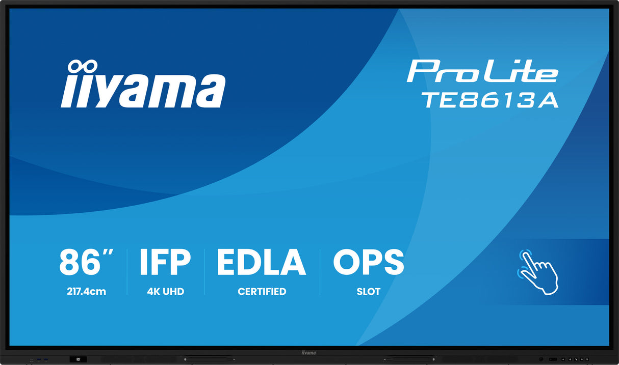 iiyama TE8613A-B2AG Signage Display Kiosk design 2.17 m (85.6") Wi-Fi 500 cd/m² 4K Ultra HD Black Touchscreen Built-in processor Android 24/7